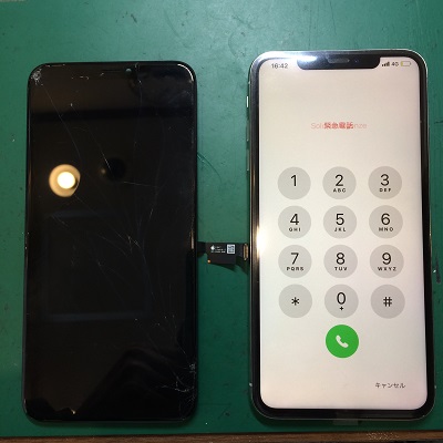 iPhoneXSMAX画面修理後