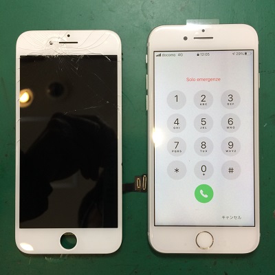 iPhone8画面割れ修理後