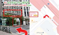  A1 出口を出て左に曲がる（ミレニアム三井ガーデンホテル東京 が目印）